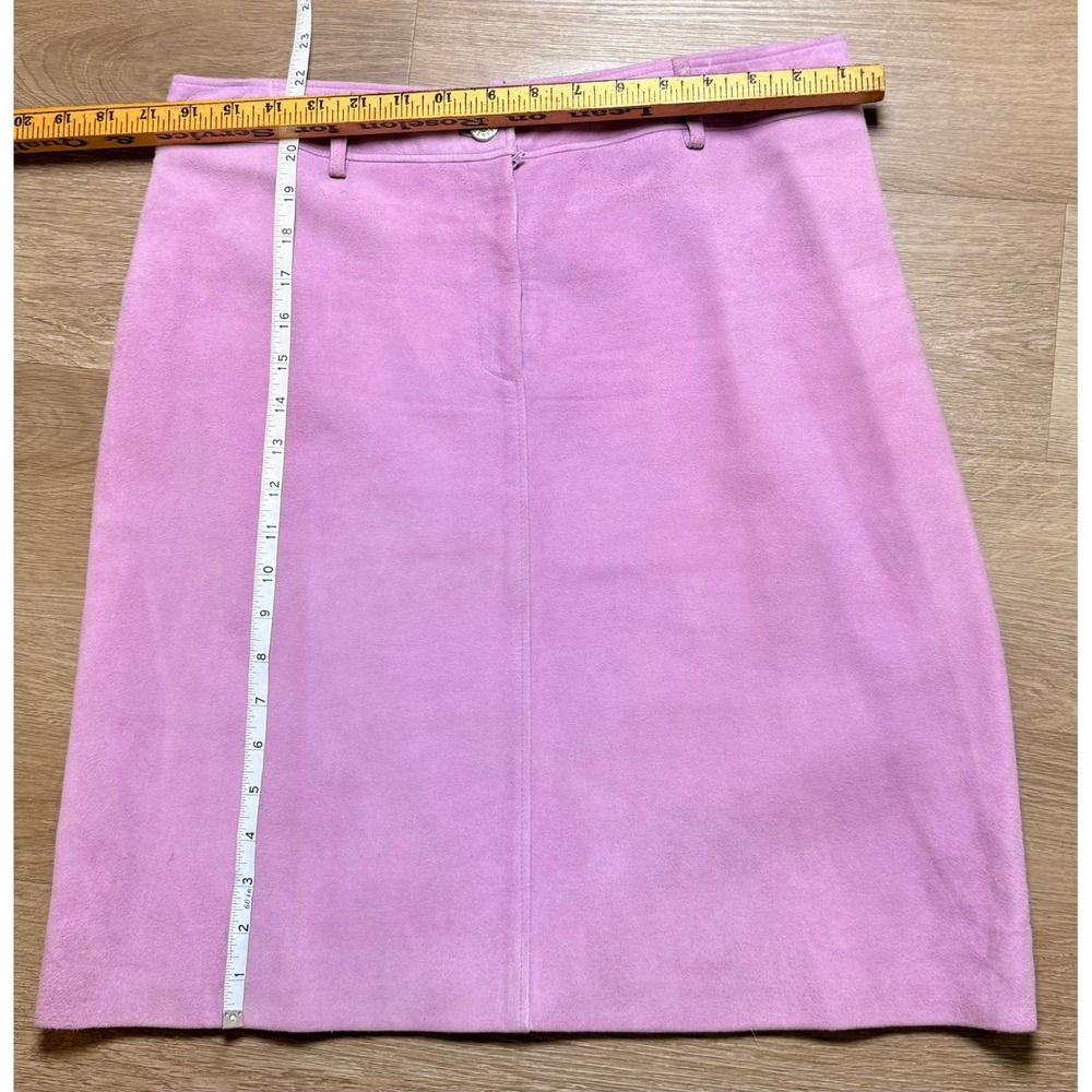 Celine Lavender Lambskin Suede Pencil Skirt Size 44 Luxury Minimalist - Picture 4 of 6
